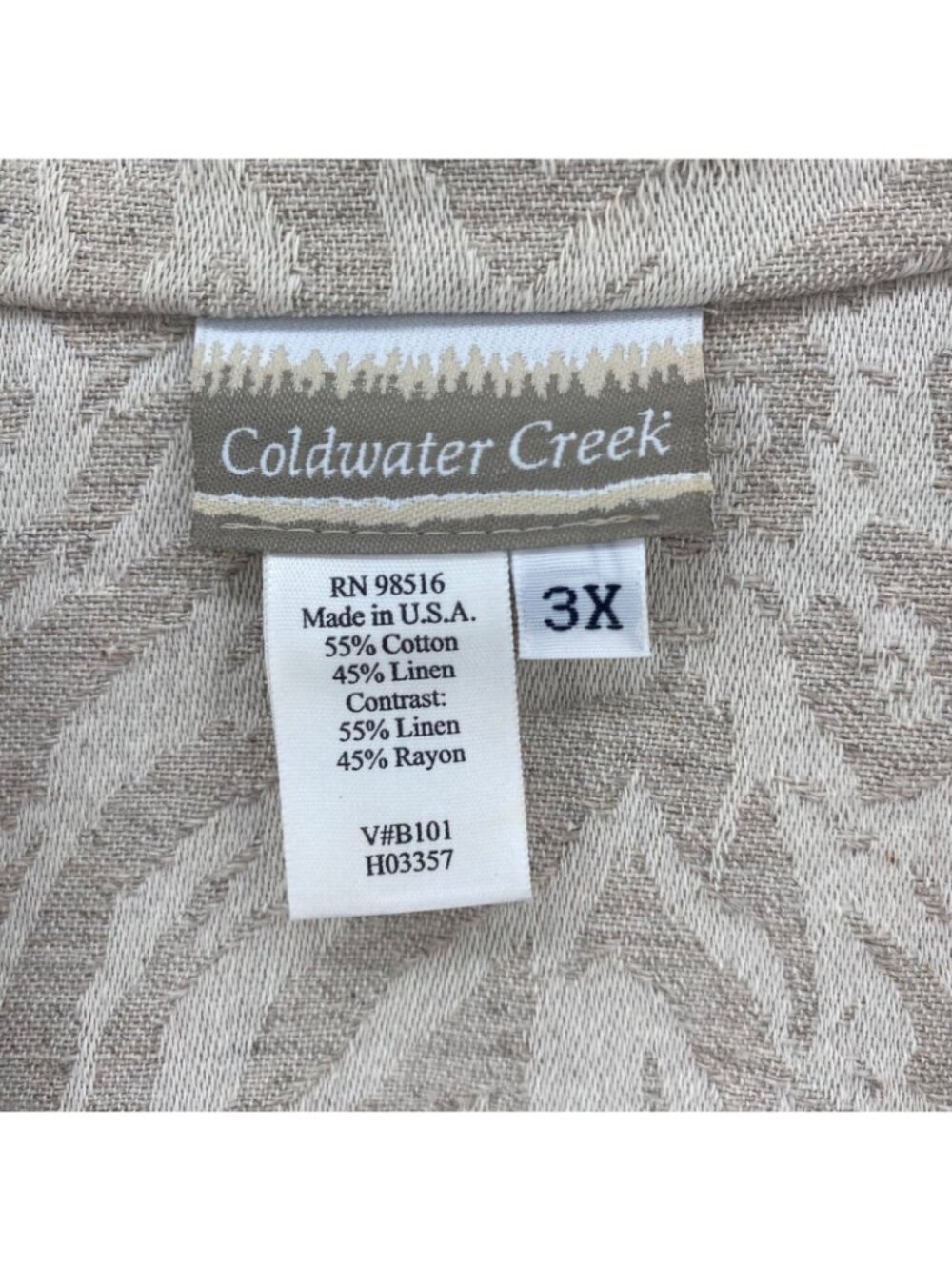 Coldwater Creek Jacket Womens 3X Ivory Animal Print Linen Cotton Blend Blazer - Picture 6 of 10